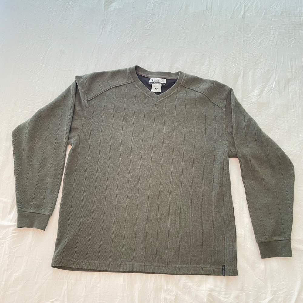 Columbia Men's Sweater V Neck Brown Tan Pullover Sweat Shirt Large